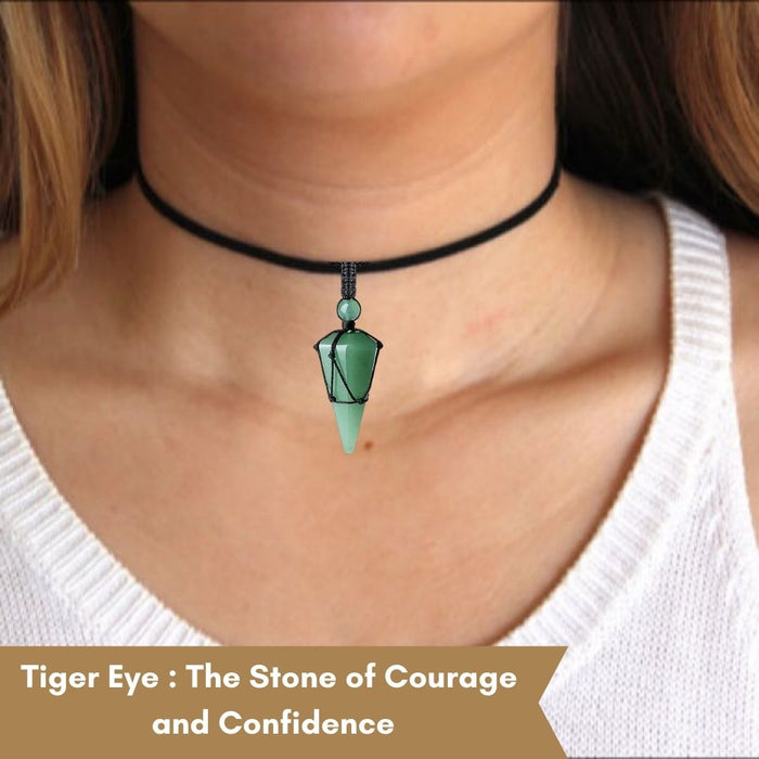 TIGER EYE STONE THREAD WRAPPED PENDULUM PENDANT