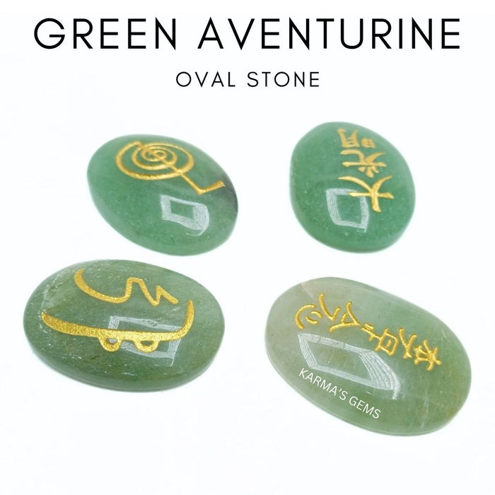 ENGRAVED GREEN AVENTURINE OVAL STONE