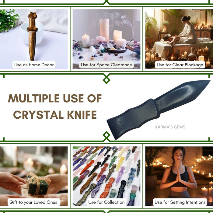 BLACK OBSIDIAN CRYSTAL KNIFE