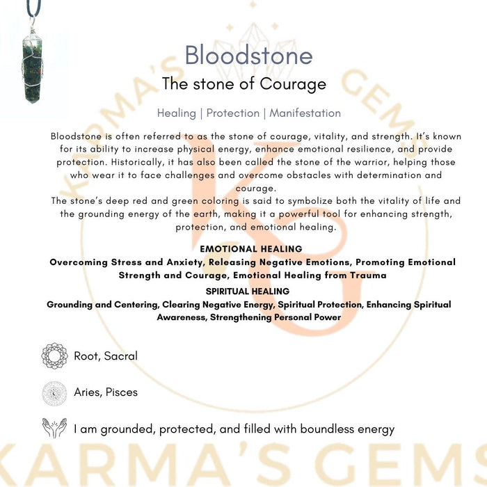 DOUBLE TERMINATED BLOODSTONE WRAPPED PENDANT