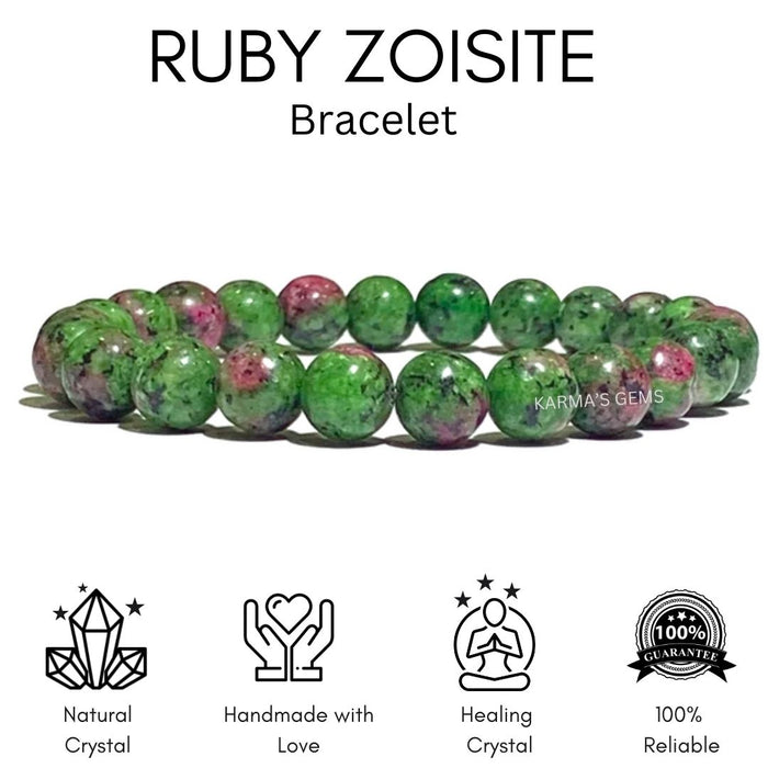 8 MM BEADS RUBY ZOISITE BRACELET