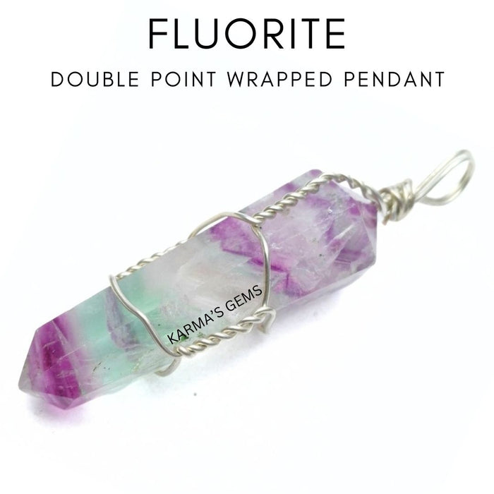 DOUBLE POINT FLUORITE WRAPPED PENDANT