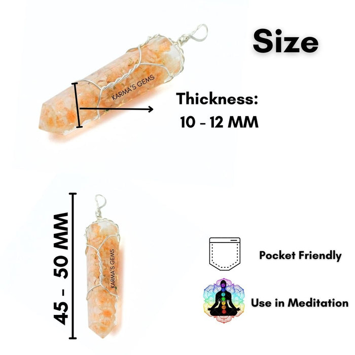 DOUBLE TERMINATED SUNSTONE WRAPPED PENDANT