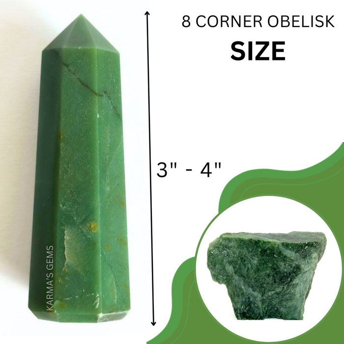 8 CORNER GREEN JADE OBELISK