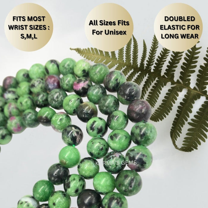 8 MM BEADS RUBY ZOISITE BRACELET