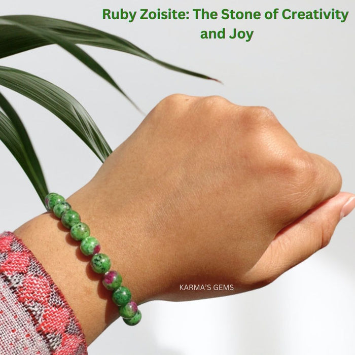 8 MM BEADS RUBY ZOISITE BRACELET