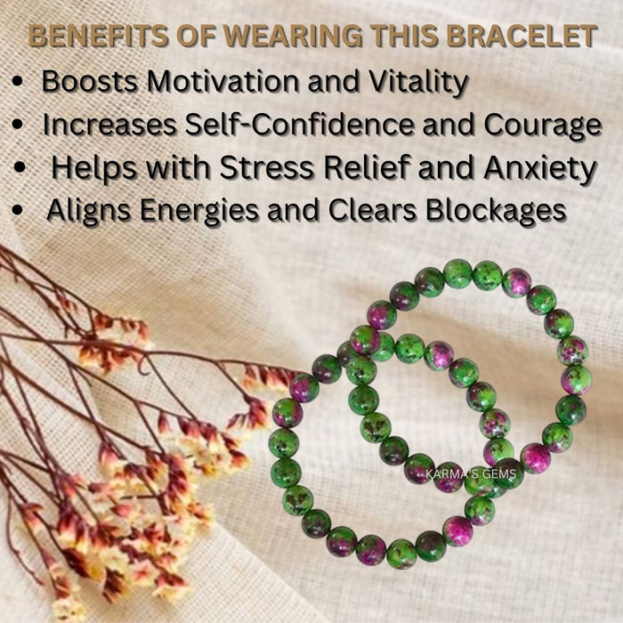 8 MM BEADS RUBY ZOISITE BRACELET