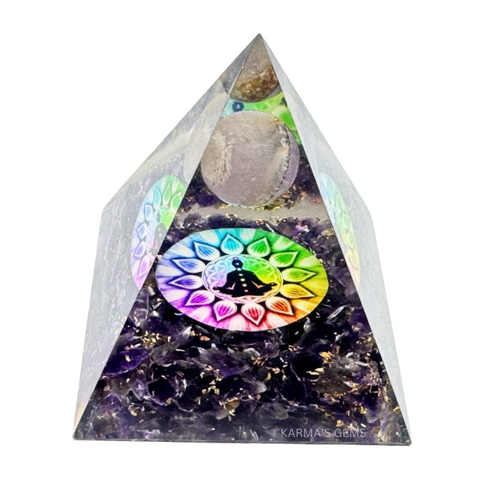 AMETHYST LOTUS FLOWER ORGONITE PYRAMID