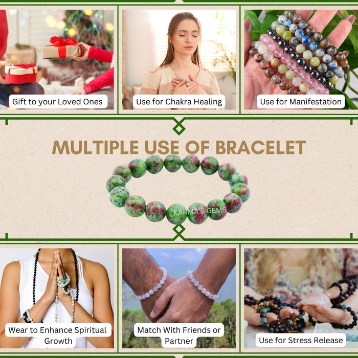 8 MM BEADS RUBY ZOISITE BRACELET