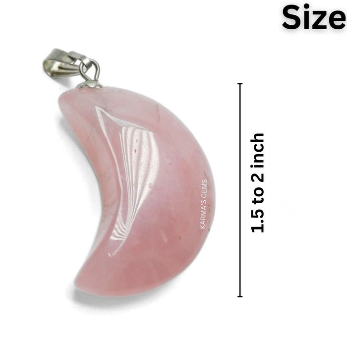 CRESCENT MOON ROSE QUARTZ PENDANT