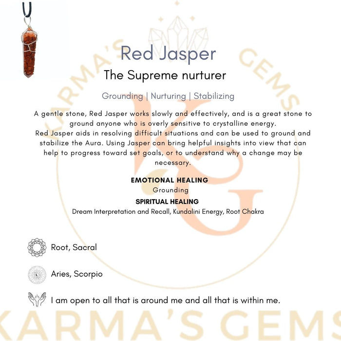 DOUBLE TERMINATED RED JASPER WRAPPED PENDANT