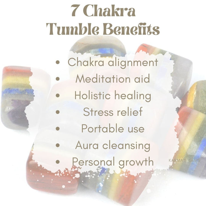 1 PIECE 15 TO 25 MM SEVEN CHAKRA POLISH TUMBLED STONE