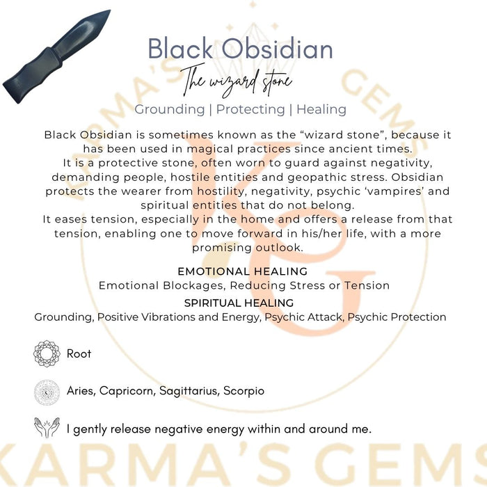 BLACK OBSIDIAN CRYSTAL KNIFE