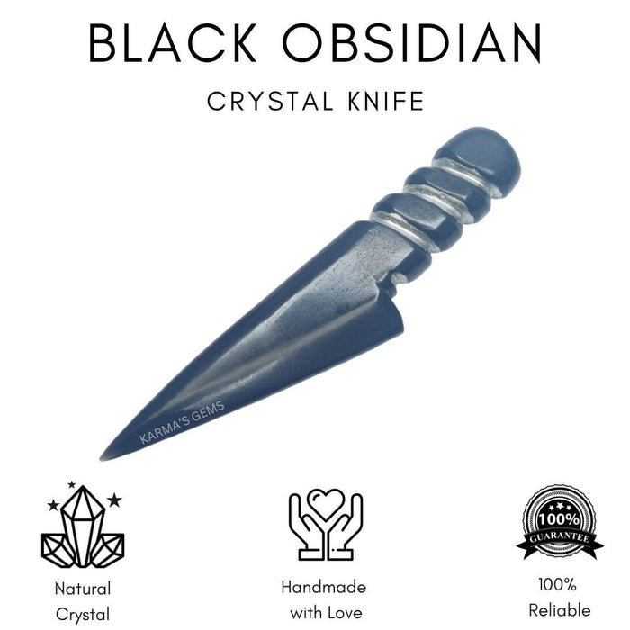 BLACK OBSIDIAN CRYSTAL KNIFE